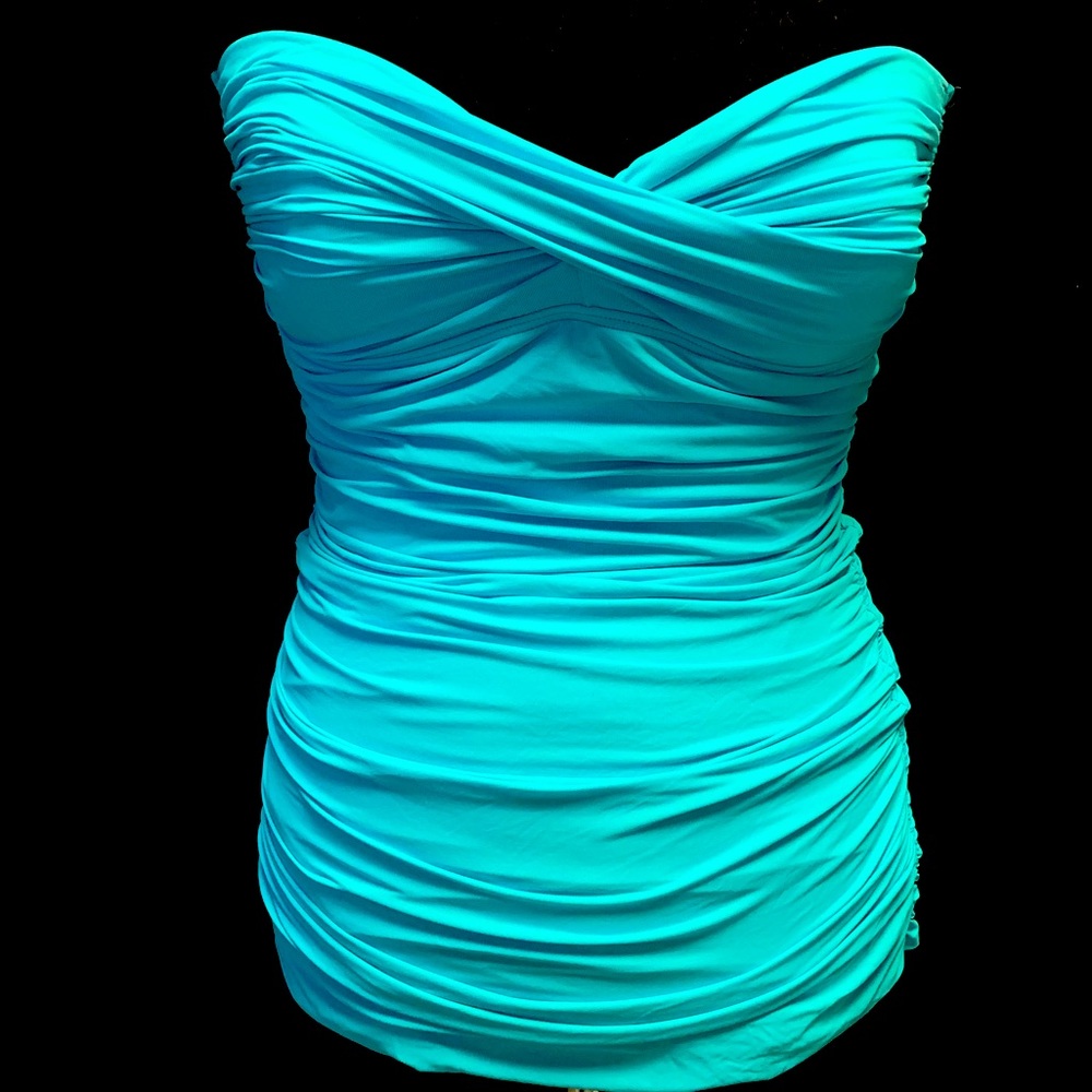 Carmen Marc Valvo Turquoise one piece swimsuit